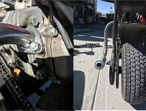 Vista 3 de Escape con silenciador para Hemi Predator 212cc 6.5hp Honda GX160 GX200 Powerhorse 208cc DuroMax 7 Hp Go Kart y Mini Moto