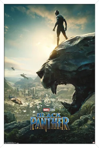 Vista 12 de Trends International Marvel Cinematic Universe - Póster de pared de una hoja de Black Panther Monument, 14.725 x 22.375 pulgadas, versión enmarcada