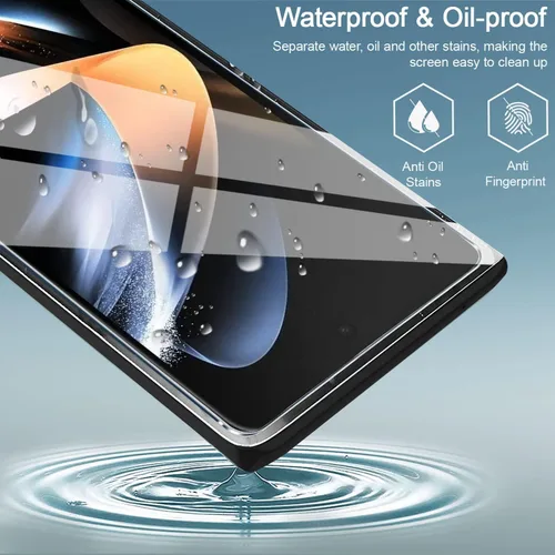 Vista 4 de UEEBAI Paquete de 2 protectores de pantalla para Samsung Galaxy Z Fold 5 5G, vidrio templado HD, protector de sensor transparente, fácil