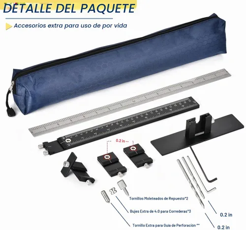 Vista 6 de Plantilla de hardware de gabinete, plantilla de mango de gabinete ajustable de metal con orificio de plantilla de perforación de Φ5mm y Φ4mm