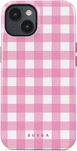 Vista 31 de BURGA-Funda p/teléfono compatible c/iPhone 14 Plus, carcasa rígida híbrida de 2 capas + Funda protectora de silicona, almendras latte a lunares