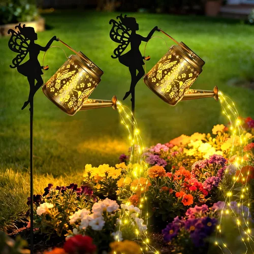 Vista 7 de X-PREK Luces solares impermeables para exteriores, luces solares de jardín de hadas, decoración al aire libre, regadera solar de colibrí, regalos
