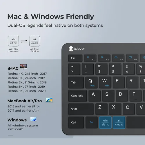 Vista 6 de iClever GK08 - Teclado y mouse inalámbricos, combo de teclado recargable, ergonómico, silencioso, diseño de tamaño completo con teclado numérico