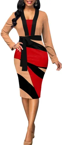 Vista 3 de Vestidos de lápiz de oficina para mujer, vestidos de iglesia, elegante, ajustado, vestido casual