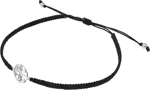 Vista 2 de AeraVida Pulsera ajustable de cuerda de algodón con dos corazones y árbol de la vida, Metal