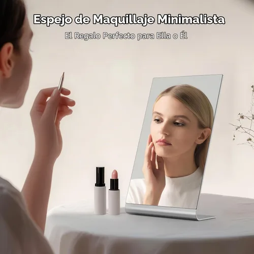 Vista 6 de NEZZOE Espejo de maquillaje sin marco de 12 x 7 pulgadas, espejo de 12 in-plata