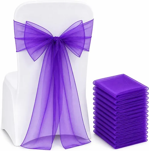 Vista 15 de Juego de 10 lazos para sillas con lazos para atar en la parte trasera, artículos decorativos para bodas, recepciones, eventos, banquetes, sillas