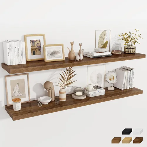 Vista 63 de Fun Memories Pequeños estantes flotantes para pared, estantes cuadrados de pared de 8 pulgadas con soportes invisibles, estantes negros para baño