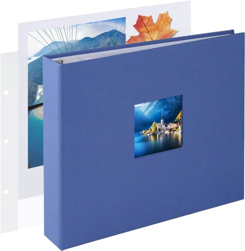 Vista 30 de 1DOT2 8x8 DIY pequeño álbum de recortes con 3 anillas, álbum de fotos con diario, con 30 fundas de plástico, 60 páginas y cubierta de tela