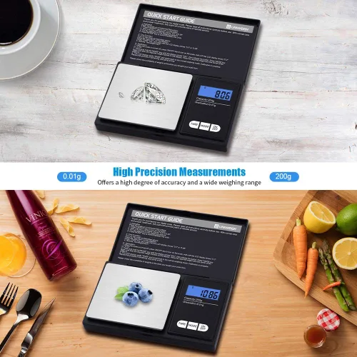 Vista 7 de UNIWIGH - Báscula digital de gramos, báscula de peso gramo y onzas, mini báscula electrónica de bolsillo inteligente Báscula electrónica