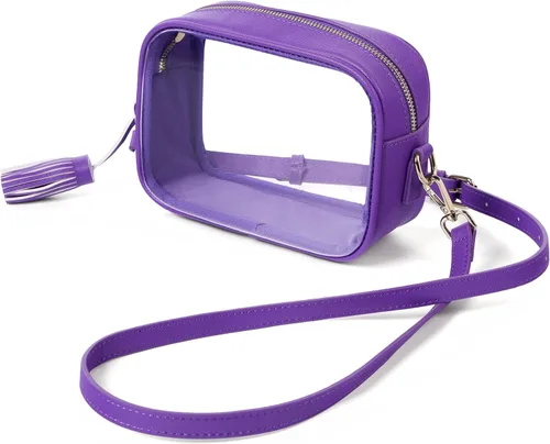 Vista 17 de Yarnic Bolsa Transparente Aprobada para Estadios, Bolso Cruzado Transparente de PVC Bolsa Cruzada Pequeña Transparente con Correa de Hombro Ajustable