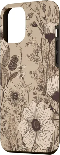 Vista 2 de Funda para iPhone 12 Pro Max Beige Tan Wildflower Floral Minimal Flower Boho