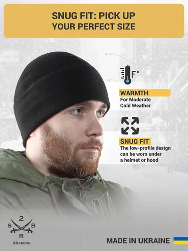 Vista 3 de 2SBR 2SABERS Gorro de invierno cálido de forro polar para hombre, gorro táctico militar del ejército