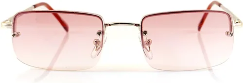 Vista 2 de Lentes de sol rectangulares de diseño clásico y minimalista ligero sin montura con marco de metal (transparente y tintado para cara XS) A124 A125