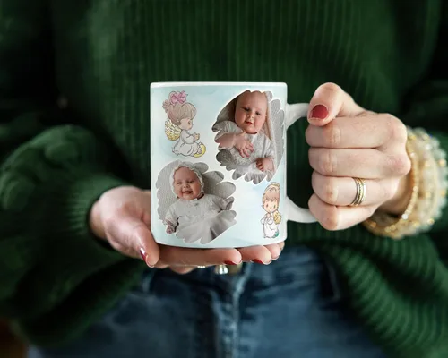 Vista 4 de Recuerdos de Bautizo Personalizados Set 12 Tazas Café 11oz, Regalo de Propuesta de Padrinos, Recuerdos para Bautizo para nina, Recuerdos