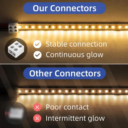 Vista 3 de 20 piezas de conectores de tira de luz LED de 2 pines de 8 mm sin soldadura, confiables y fáciles de instalar, conectores de luz LED sólidamente