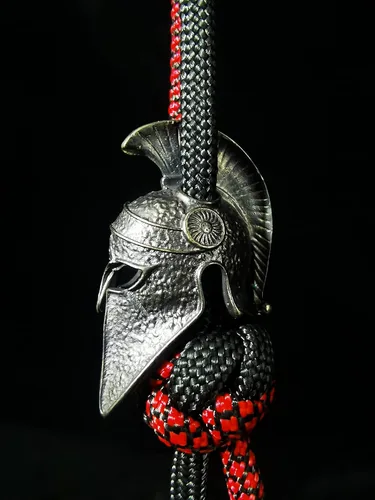 Vista 4 de Retro latón poderoso casco edc perlas llavero DIY accesorios cuentas de paracord