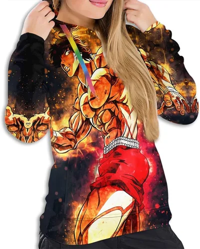 Vista 3 de HARIBHAKT Anime Baki The Grappler Baki Hanma - Sudadera con capucha para mujer
