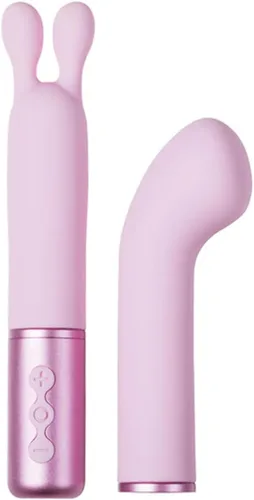Vista 2 de The Naughty Collection Vibrador de cabezales intercambiables, paquete coral