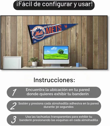 Vista 4 de WinCraft Banderines y blocs de tachuelas de pared de los New York Mets