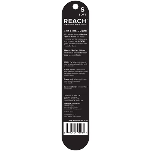 Vista 9 de Reach Crystal Clean - Cepillo de dientes con cerdas suaves, 1 unidad, (paquete de 6)