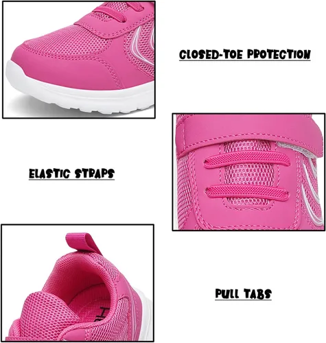 Vista 3 de hecodi Tenis deportivos para niños, ligeros, transpirables, con correa lavable, para correr, caminar