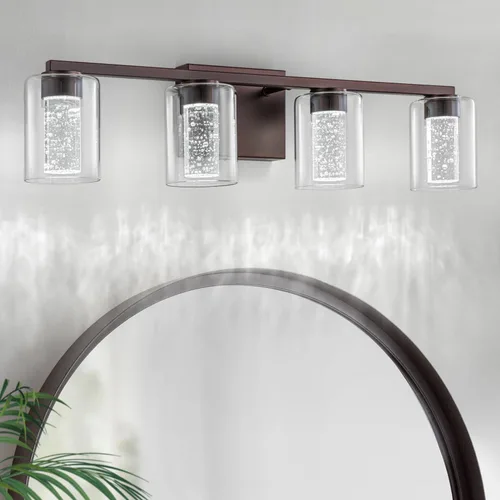 Vista 11 de SineRise - Lámpara de tocador de 2 luces, negra y dorada, con 3 modos de color (3000K/4000K/6000K), lámpara de baño LED con protección ocular