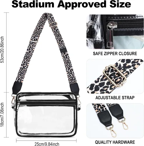 Vista 6 de Bolsa transparente para eventos de estadio aprobada con correa ajustable perfecta para conciertos y festivales