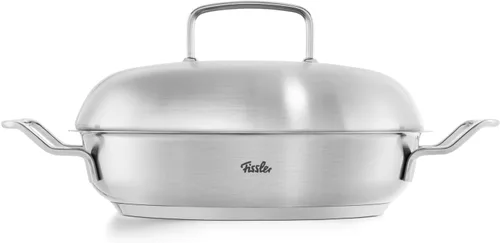 Vista 2 de Fissler Original-Profi Collection - Sartén de acero inoxidable de 9.5 pulgadas con tapa de metal de cúpula alta, todas las estufas incluyen