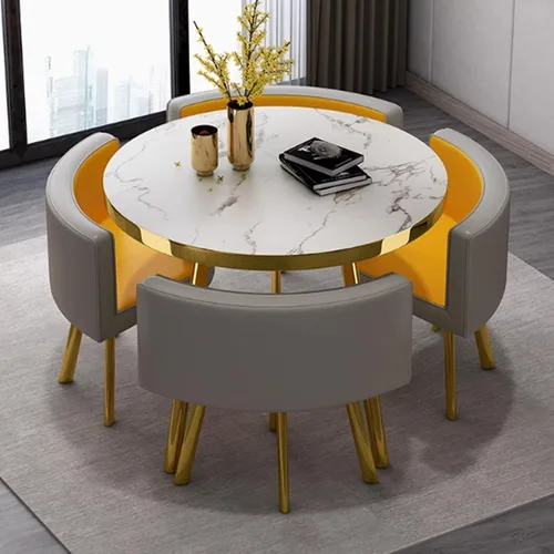 Vista 8 de YVYKFZD Round Conference Table, Office Reception Room Club Table, Coffee Kitchen Dining Table Set with Metal Legs, Business Conference Room Table 2