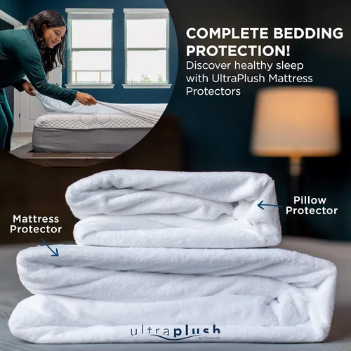 Vista 8 de UltraPlush - Juego de 2 protectores de almohada impermeables para cama king