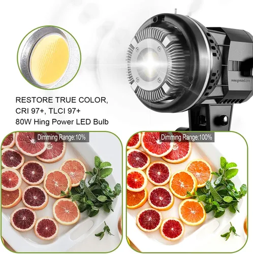 Vista 11 de GVM Kit de Iluminación para Estudio Fotográfico de 80W, Luz de Video LED con Softbox de Montaje Bowen de 23.6", Soporte de Trípode, Salida Continua
