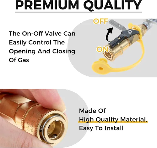 Vista 6 de DRELD Adaptador de conexión rápida de propano, regulador de parrilla de gas propano de 1/4 pulgadas con accesorios de conexión rápida QCC1, conecta