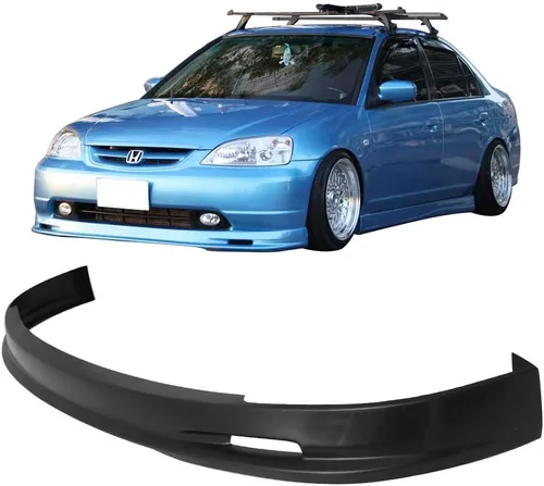 Vista 11 de FREEMOTOR802 Mugen Style Front Lip Compatible con Honda Civic Coupe Hatch 1992-1995 Alerón negro sin pintar, PP, parachoques delantero, divisor