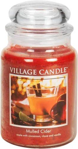 Vista 5 de Village Candle Velas perfumadas de cristal grande de boticario con especias navideñas y sidra caliente
