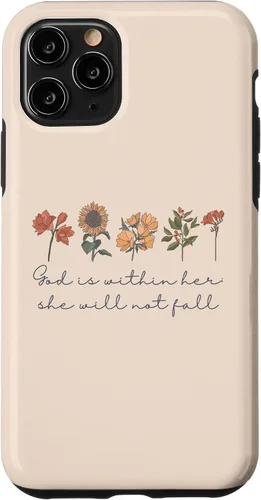 Vista 29 de God is Within Her She Will Not Fall Psalms 46:5 Boho Flowers Case for iPhone 17
