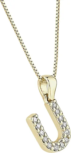 Vista 28 de Collar colgante con letra inicial de diamantes en oro amarillo de 14k (1/10 quilates) 18 pulgadas