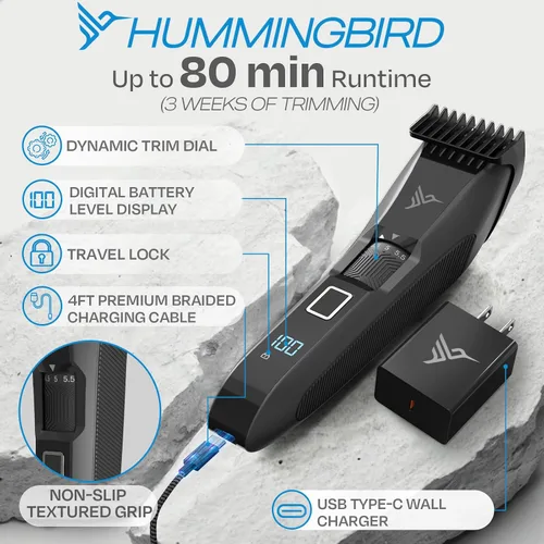 Vista 5 de HUMMINGBIRD MK14 BeardMaster - Cortadora de barba prémium para hombres, esfera de precisión, 20 ajustes de longitud ajustable, hoja en T de acero