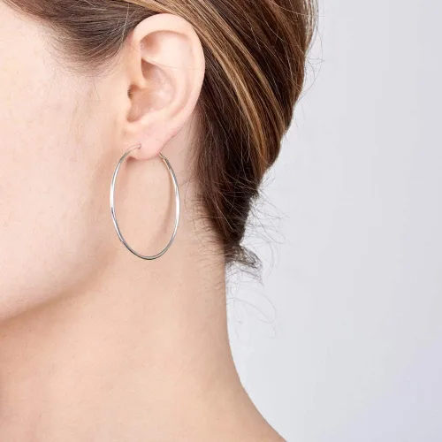 Vista 12 de Amberta® Aretes de plata de ley 925 con círculos finos y sin fin. Tamaño del diámetro: 20 30 40 60 2.953 in