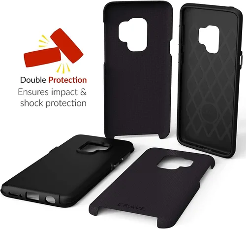 Vista 6 de Crave Funda Dual Guard para Samsung Galaxy S9: A prueba de golpes, protección de doble capa - Negro