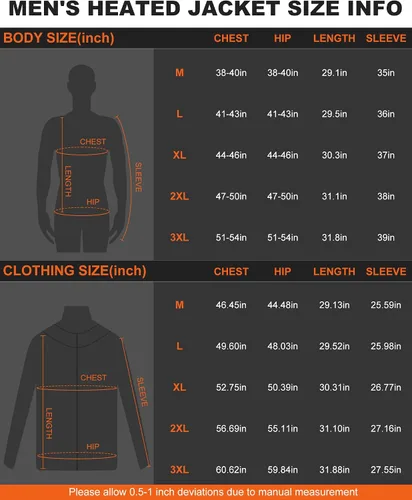 Vista 6 de azamine Chaqueta térmica para hombre con batería de 16000 mAh, abrigo térmico suave resistente al viento con capucha desmontable