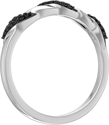 Vista 2 de Anillo de boda de diamante negro de 0.08 quilates en plata de ley 925 o oro amarillo de 18 quilates sobre plata de ley