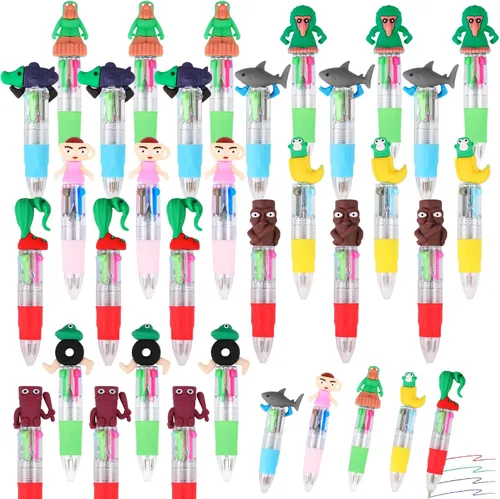 Vista 8 de CZWZ 8 piezas de bolígrafos de cuentas navideños, bolígrafos de plástico con cuentas y cuentas de silicona multicolor, bolígrafos navideños