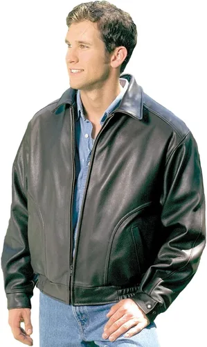 Vista 2 de REED Chaqueta de cuero All American Bomber para hombre, fabricada en EE. UU