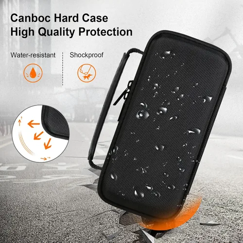 Vista 4 de Canboc Estuche rígido de transporte para altavoz GPS Bushnell Wingman View Golf, bolsillo de malla para cables de carga y accesorios, negro+naranja