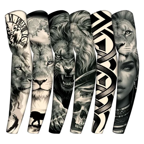 Vista 21 de Yariew, 6 Mangas de Tatúes Temporales, Conjunto de 6 Mangas de Tatúes de Arte Temporal, Falso, Despegable, Color 1, 1 Manga de tatuaje para mujer