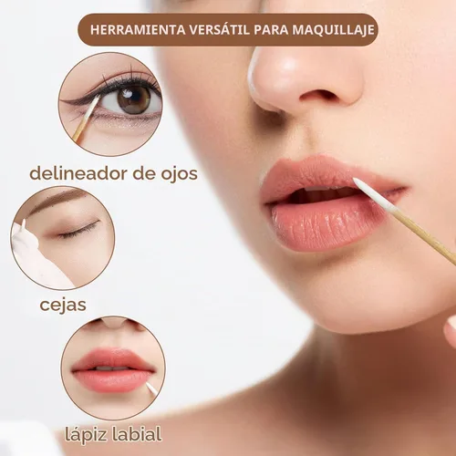 Vista 4 de 200 PIEZAS Hisopos de algodón puntiagudos - Hisopos de algodón de punta precisa de 4 pulgadas para microblading con palitos de madera