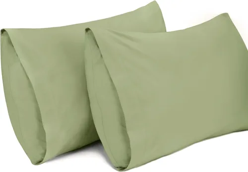 Vista 18 de Lirex Paquete de 2 fundas de almohada, 100% algodón, transpirables, 20" x 36" tamaño King estándar, color verde aguamarina