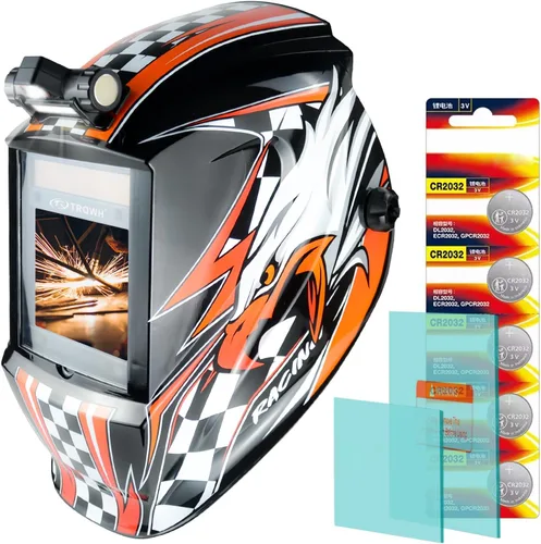 Vista 9 de TRQWH Welding Helmet Auto Darkening Large Viewing True Color Solar Powered Welding Mask with 4 Arc Sensor Adjustable Wide Shade Range 4~5-8/9-13