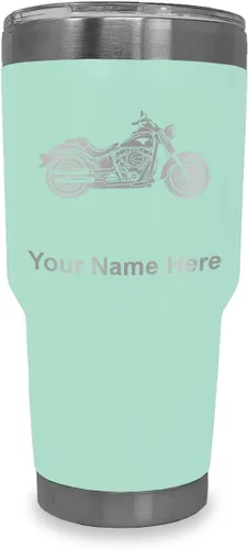 Vista 11 de LaserGram Vaso personalizado de 20 onzas, motocicleta (negro) Regalo grabado para motociclistas, acero inoxidable aislado al vacío, grabado
